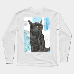 Davy Crockett, Cool Black Cat Long Sleeve T-Shirt